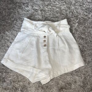 Hallelu White High Waisted Linen Shorts NWOT
